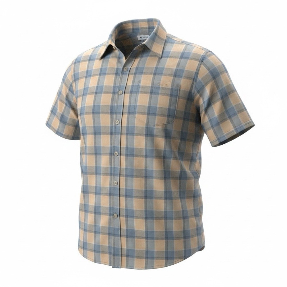 COLUMBIA PFG Shirt Mens 4X Plaid Short Sleeve Vented Fishing Stretch